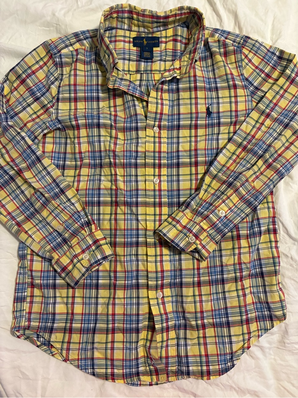 Ralph Lauren Boys Yellow Plaid Button-Down Shirt